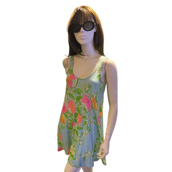 Lilly Pulitzer Pool Blue Size XS Carmel Pink Lemonade Printed Dress - Picture 4 of 5